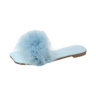 Women's Summer Flat Fashion Fur Slipper - Mubimart