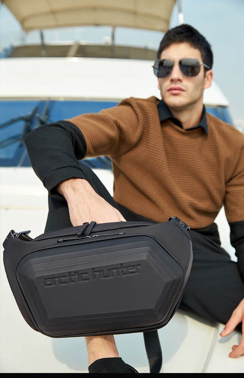 Men's Messenger Shoulder Waist Bag Trend Fashion Design Sling Bag Large Capacity Waterproof Chest Bags Wear-resistant - Mubimart