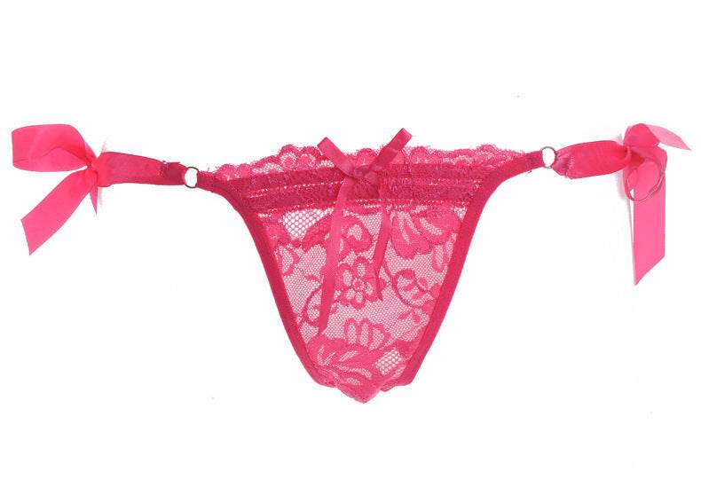 Ladies Knit Lace-up Thong Underwear Thong - Mubimart
