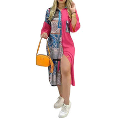 Women's Printed Shirt Dress - Mubimart -  