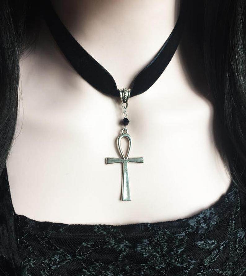 European And American Glossy Ancient Egyptian Cross Mens Necklace - Mubimart