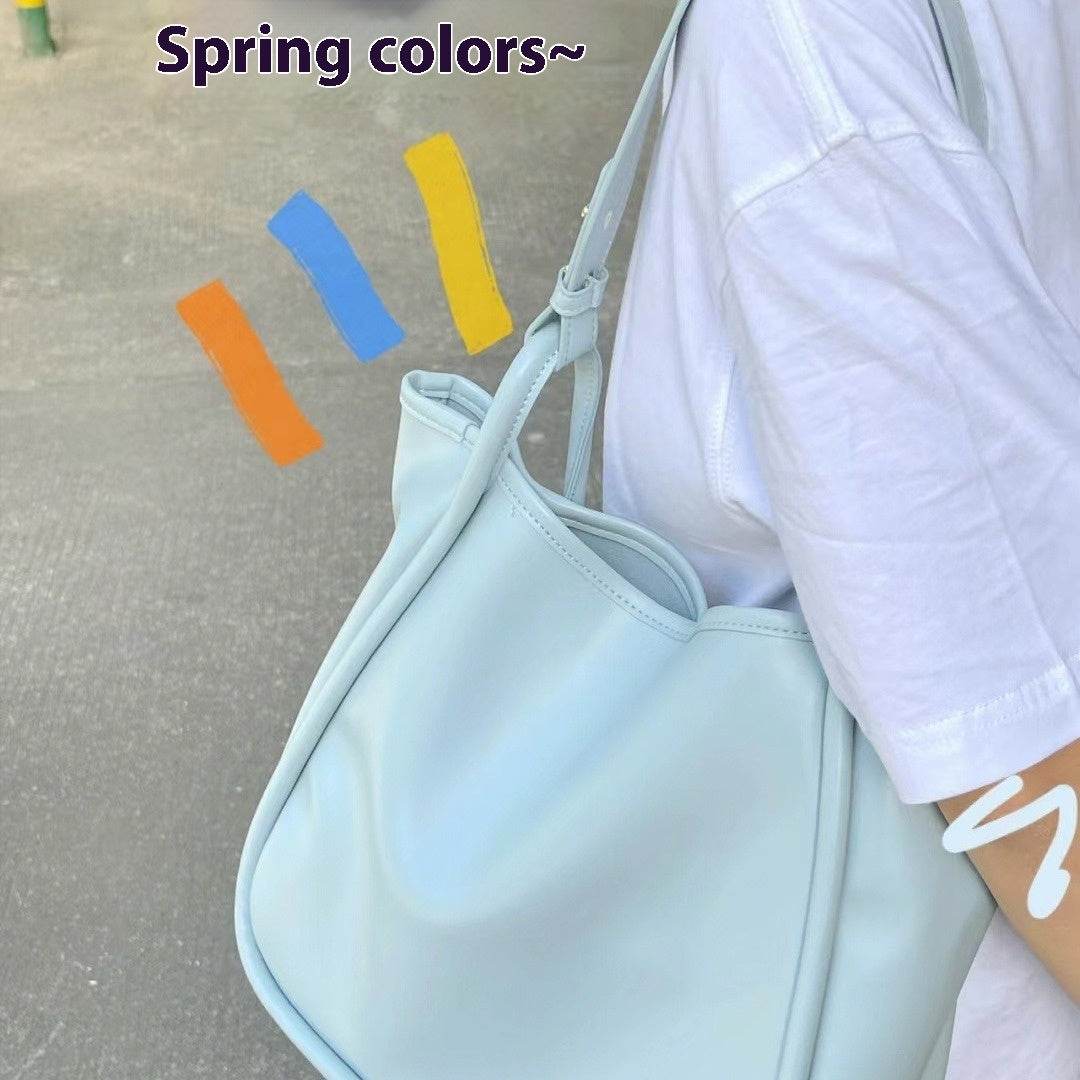 Large Capacity Soft Leather Tote Shoulder Bag Women - Mubimart