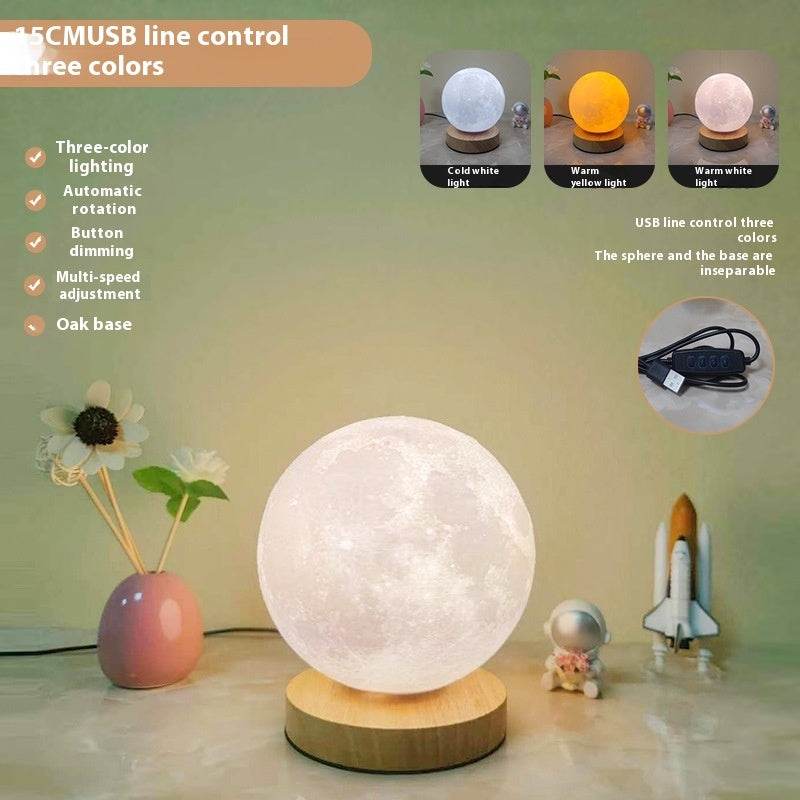 Rotating Sleeping Moon Small Night Lamp - Mubimart