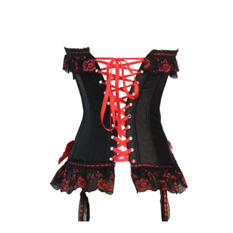 Red And Black Garter Belt Red Lace Body Sculpting - Mubimart -  