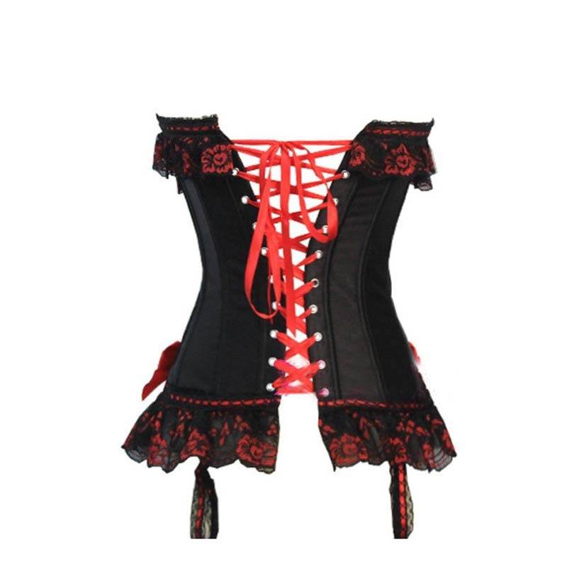 Red And Black Garter Belt Red Lace Body Sculpting - Mubimart
