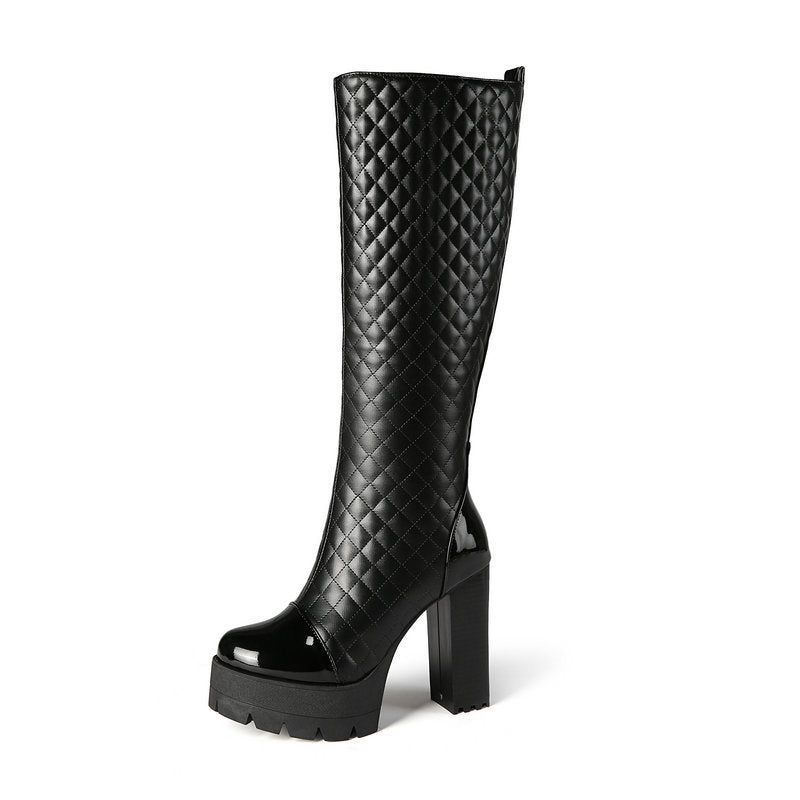 Block Heel Tall Boots Women's Boots Side Zipper