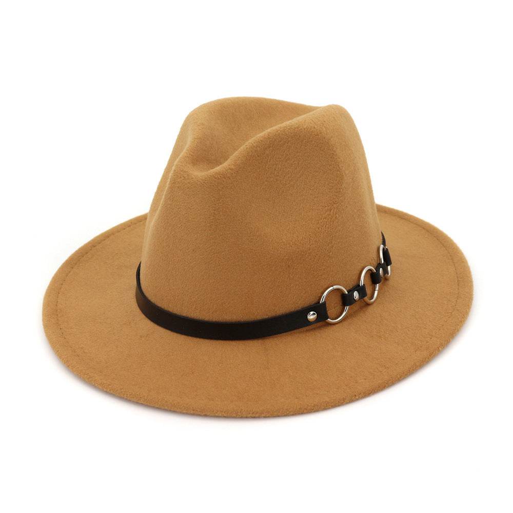60cm Woolen Hat Gentleman Fedora Hat Flat Brim Big Brim Hat - Mubimart