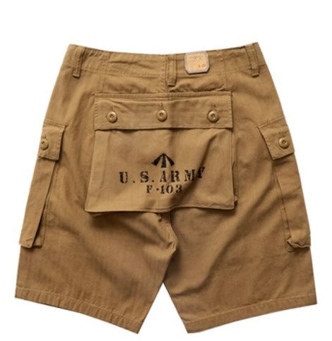 Heavy Weight Washed Khaki Twill Tooling Multi-bag Shorts