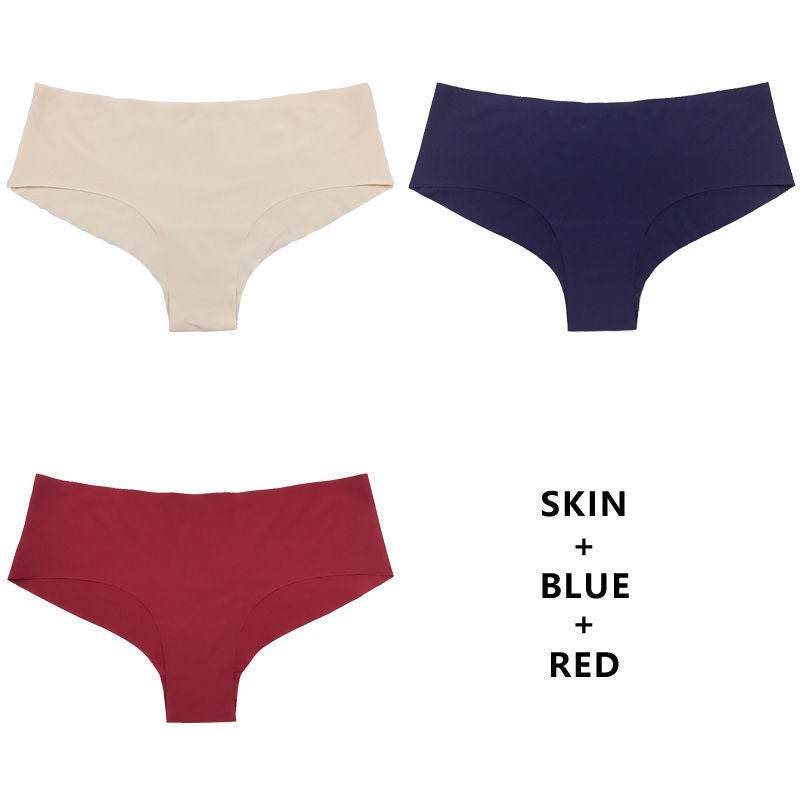 Half Buttock Underwear Female Three Pack Ice Silk Without Trace A Piece Of - Mubimart