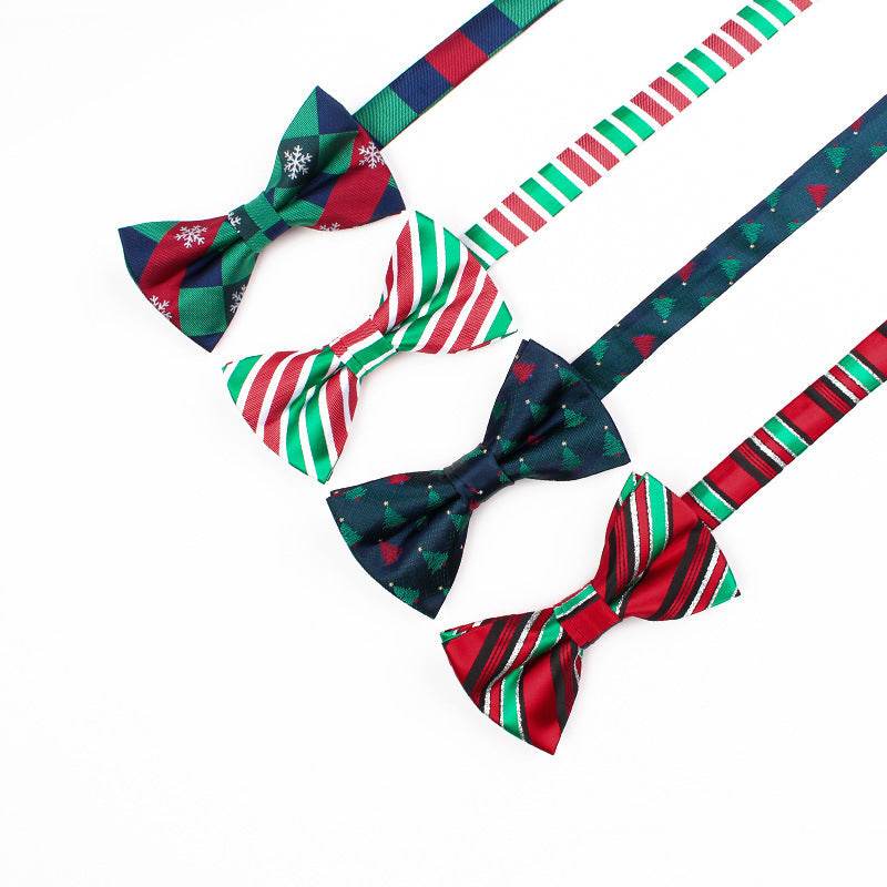 Mens Christmas Fashion Casual Print Bow Tie - Mubimart