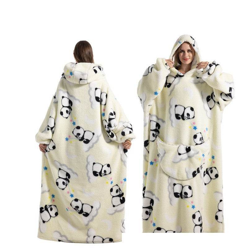 New Plus-sized Widened Homewear Lazy Blanket Warm Nightgown - Mubimart