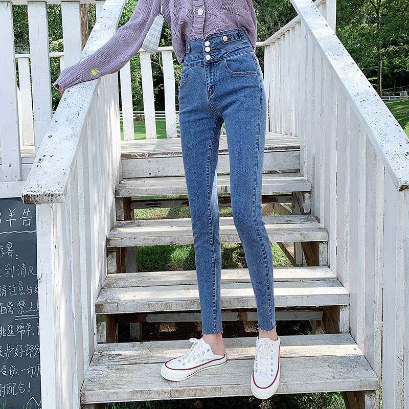 High Waisted Jeans Women Autumn Style - Mubimart