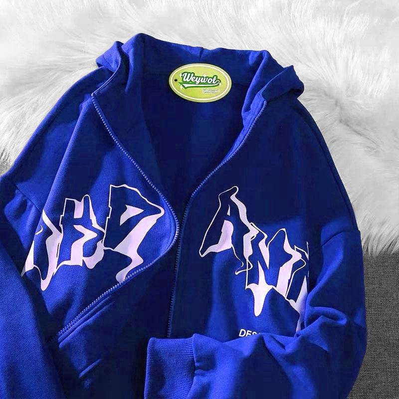Men's And Women's Hoodies Gothic Couple Harajuku Large Size Zipper Sweater - Mubimart