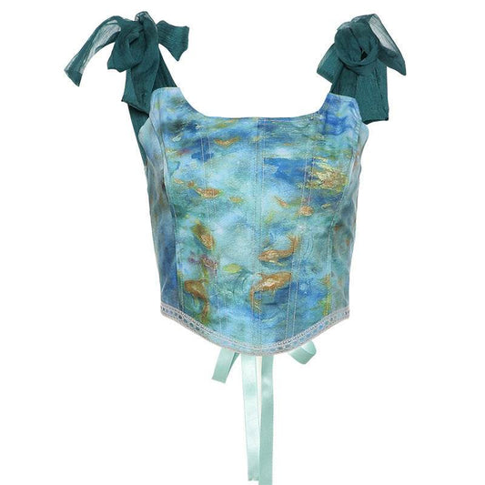 Camisole Cropped Navel Slim-fit Print Camisole - Mubimart