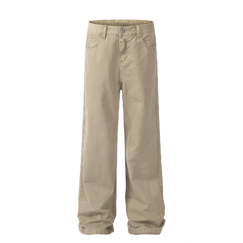 Khaki Casual Pants High Sense Basic Loose Straight-leg Trousers