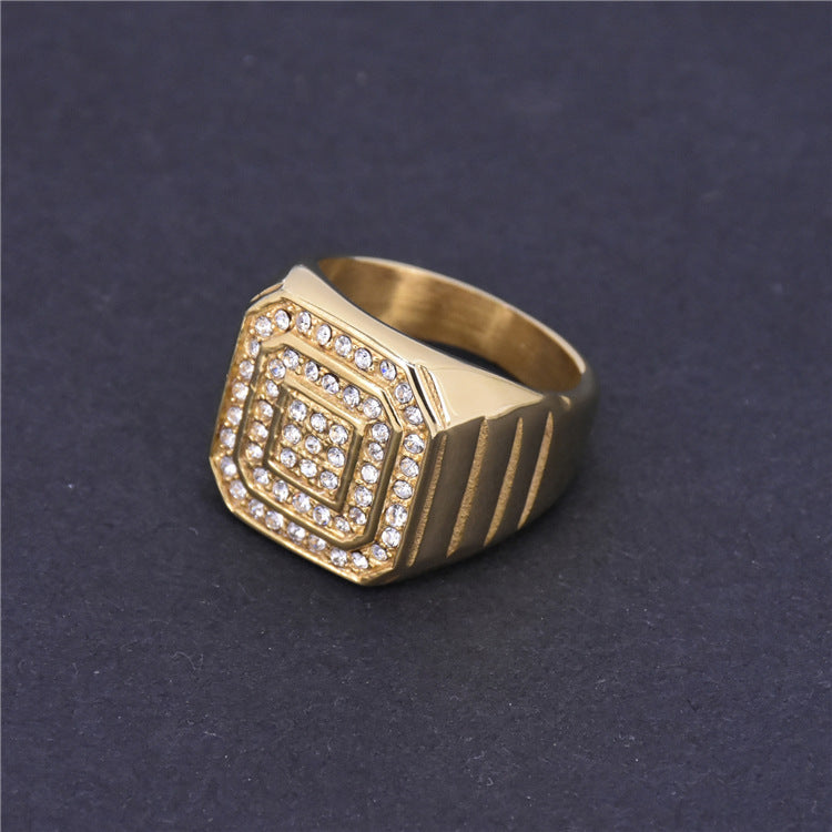 Hiphop Punk INS Stijl Titanium Staal Vergulde Ring Trendy Mannen