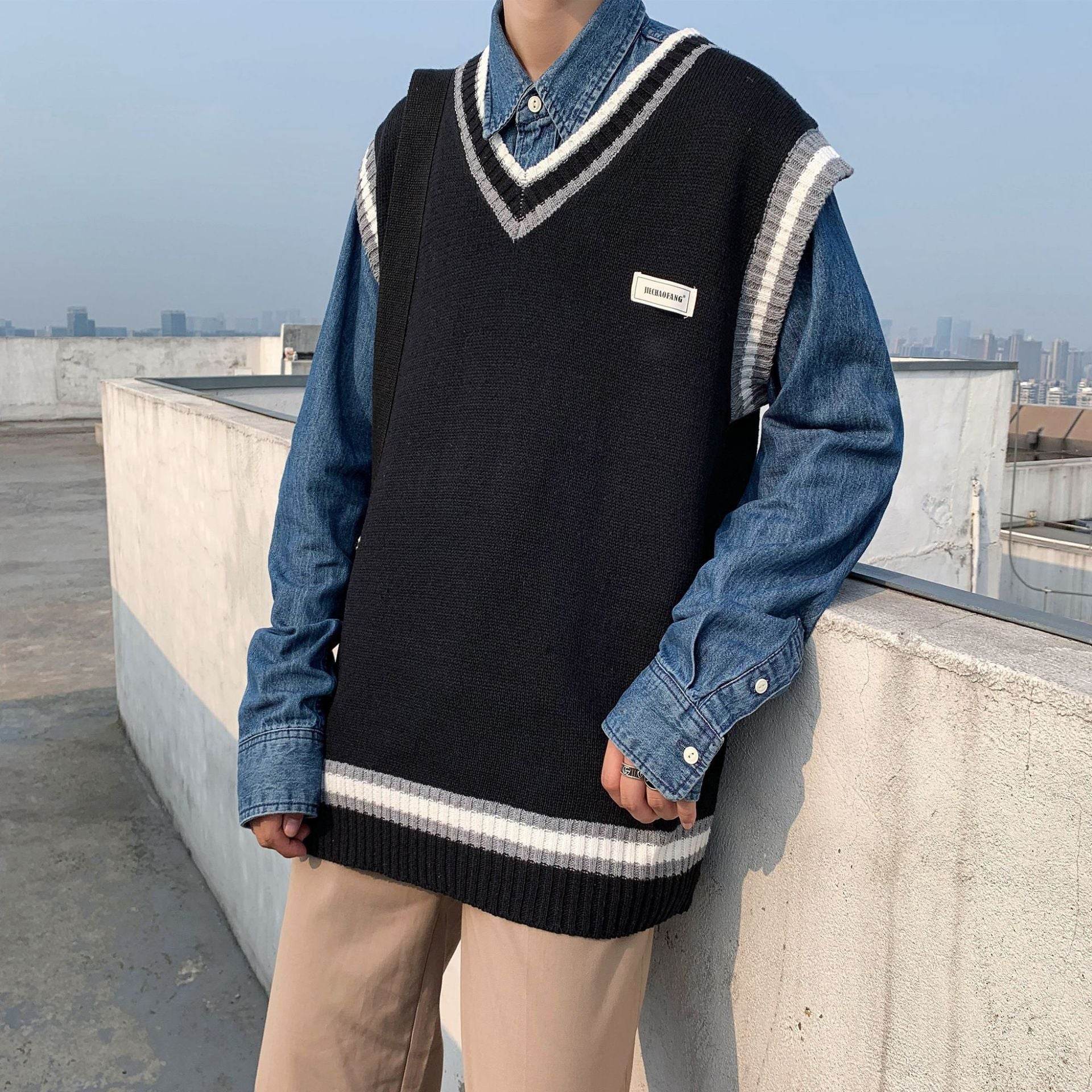 V Neck Vest Men's Autumn Sweater - Mubimart