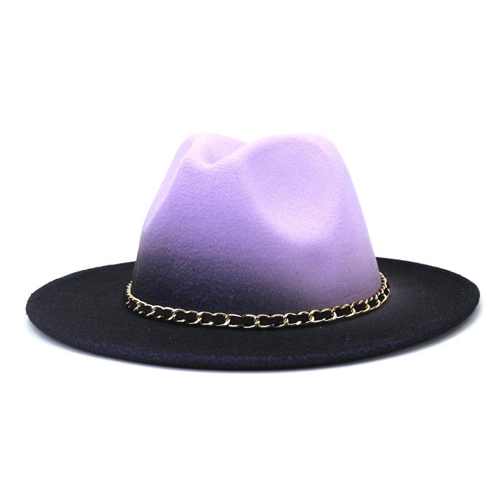 Painted Woolen Flat Brim Autumn And Winter British Style Fashion Fedora Hat - Mubimart