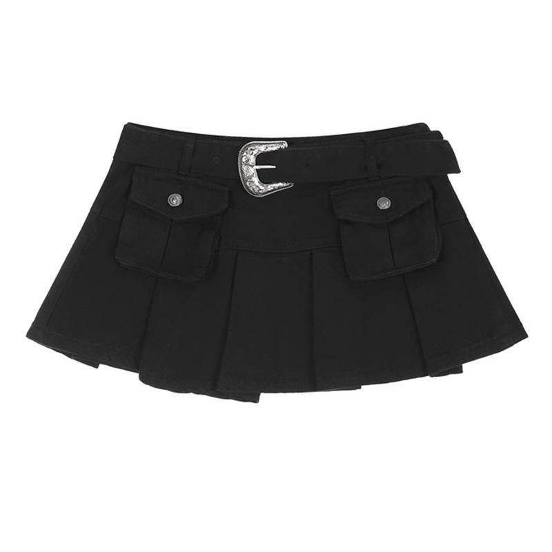 Women's Retro Multi-pocket Workwear Denim Skirt - Mubimart