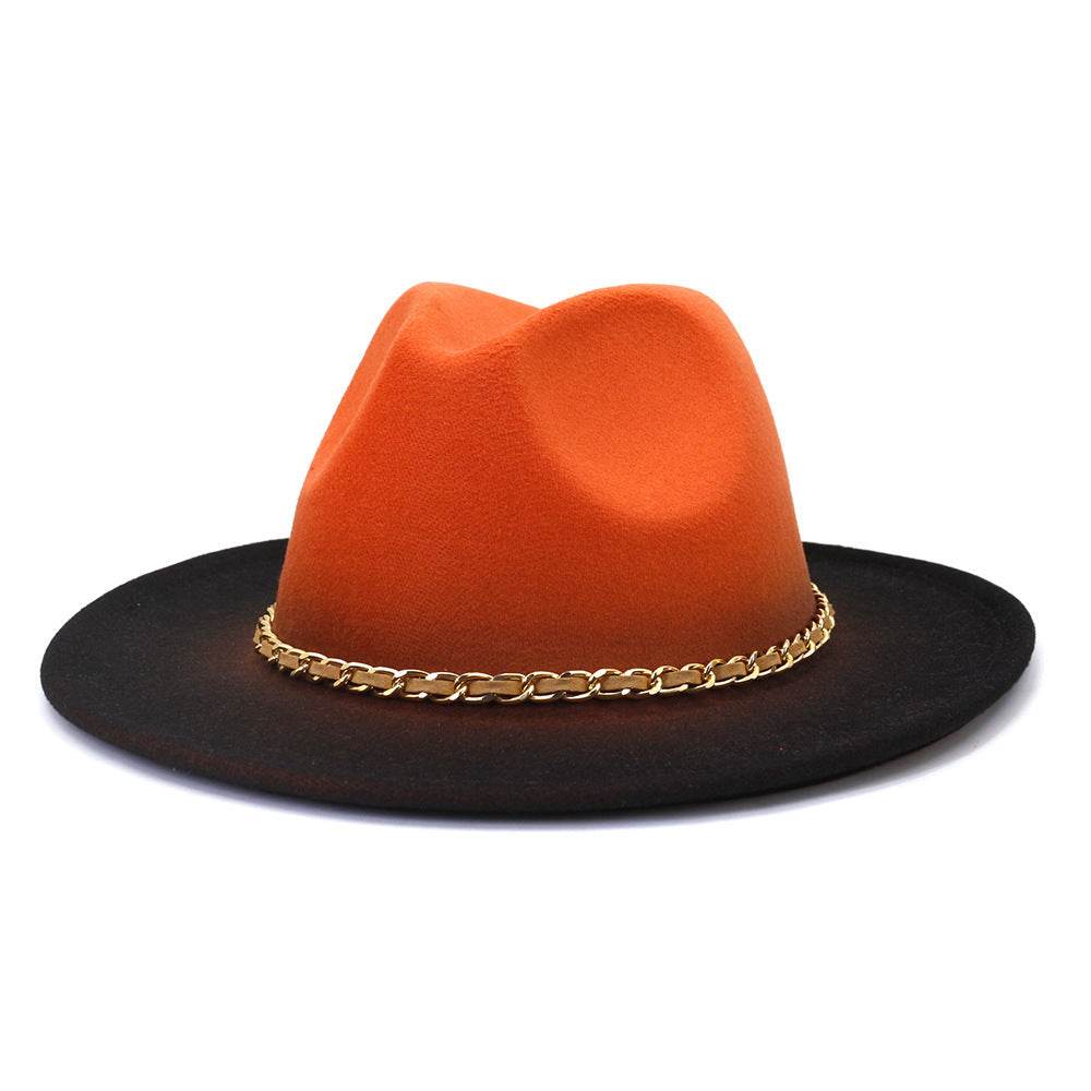 Painted Woolen Fedora British Ladies Broad-brimmed Hat - Mubimart