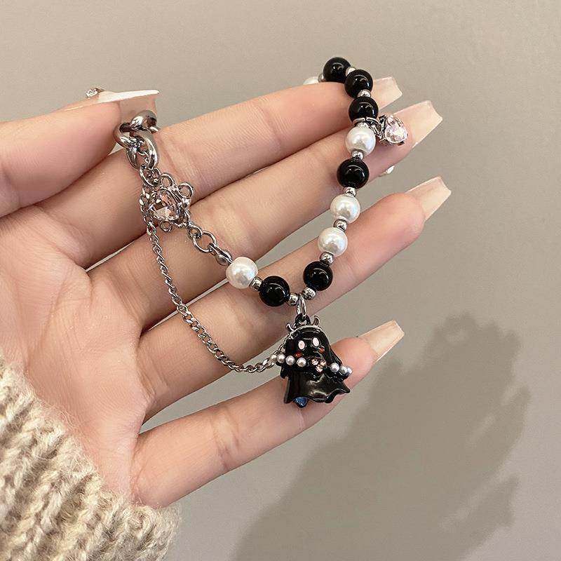 Black And White Small Ghost Beaded Bracelet For Women - Mubimart