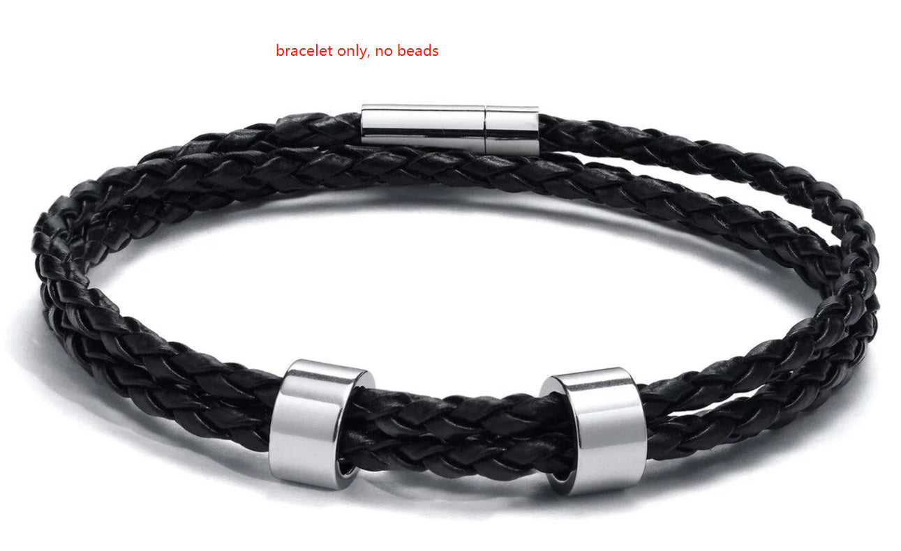 Black Leather Rope Bracelet For Men