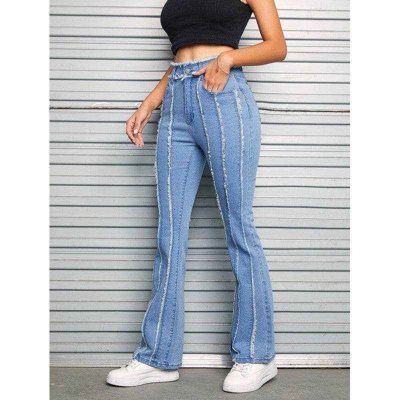 Slightly Flared Wool Edge Jeans - Mubimart
