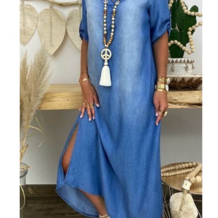 Plus Size Women's Clothing, Foreign Trade Plus Size, New Washed Denim Dresses - Mubimart