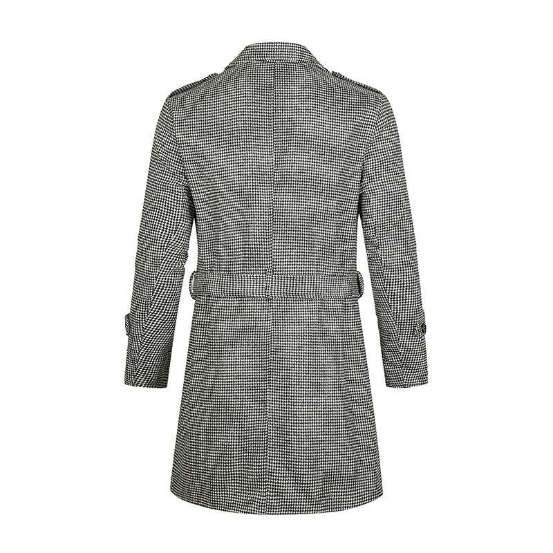 Men's Trench Coat Striped Double-breasted Mid-length Trench Coat Trendy Fashionable - Mubimart