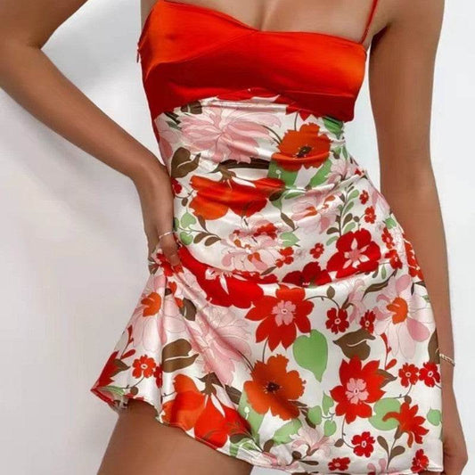 Sexy Red Satin Slip Dress - Mubimart