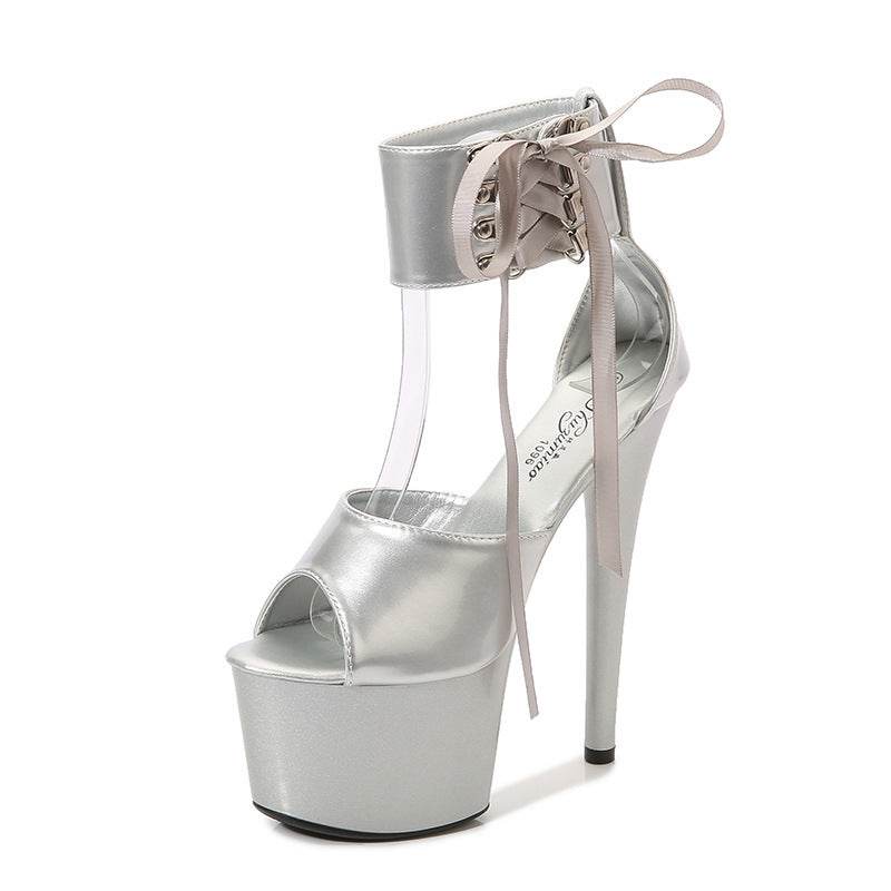 Waterproof Platform Patent Leather Special High Heels - Mubimart