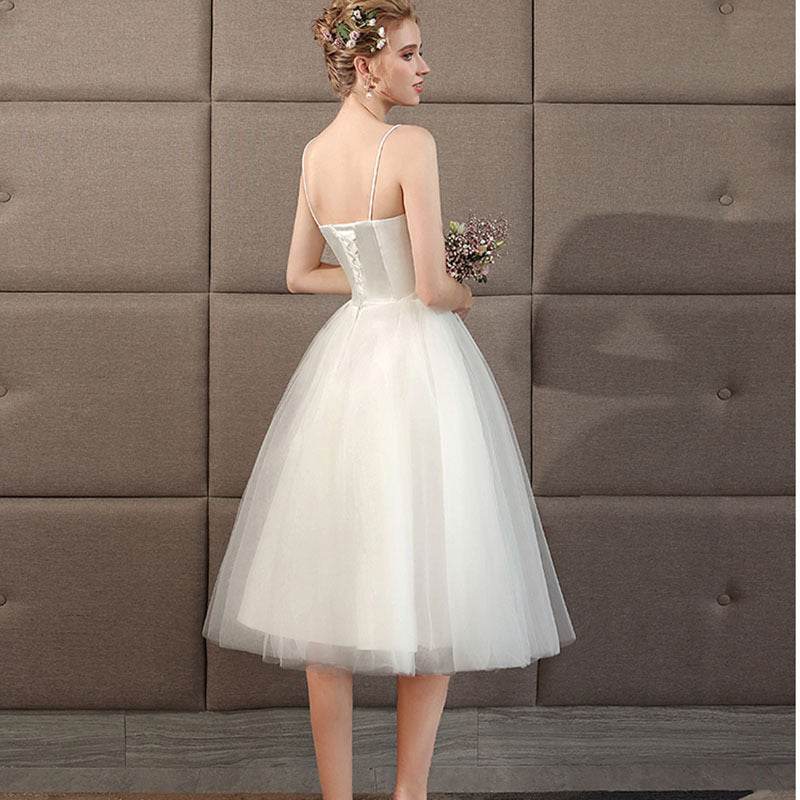White Wedding Sling Short Photo Light Wedding Dress Graduation Season Photo Shoot Girl - Mubimart