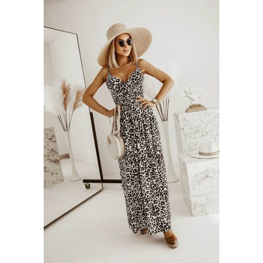 Women's Leopard Print Printing Slip Dress - Mubimart