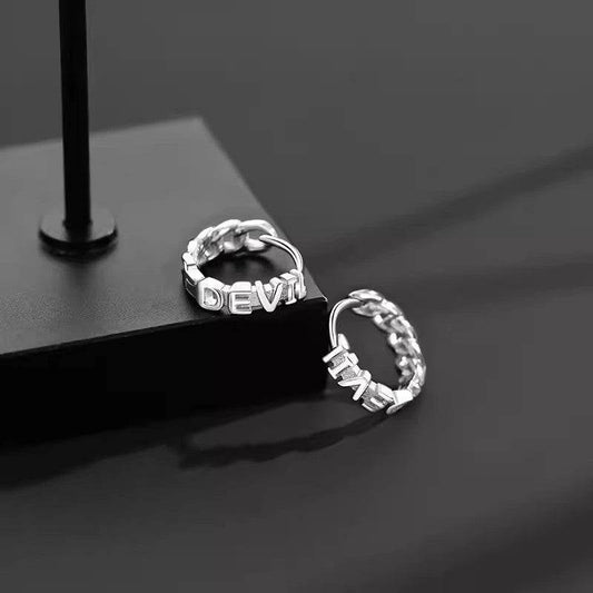 Sterling Silver Devil English Chain Earrings For Men - Mubimart