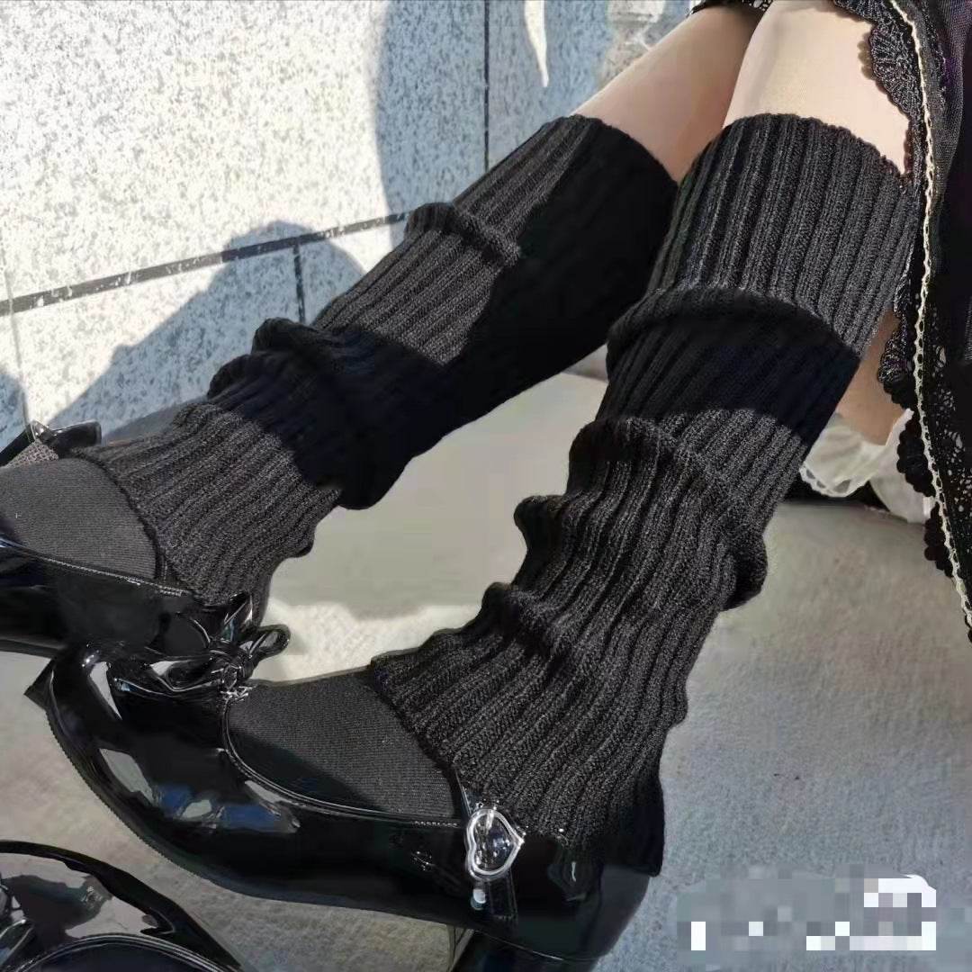 Knitted Warm Daytime Wool Leggings Knee High Socks - Mubimart