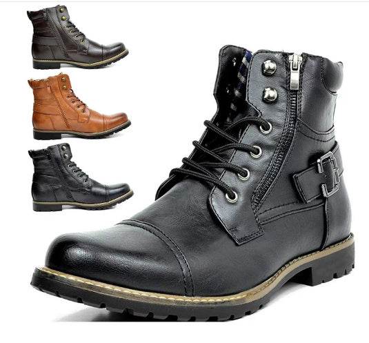 Worker Boot Men's Retro Lace Up High-top Martin Boots - Mubimart