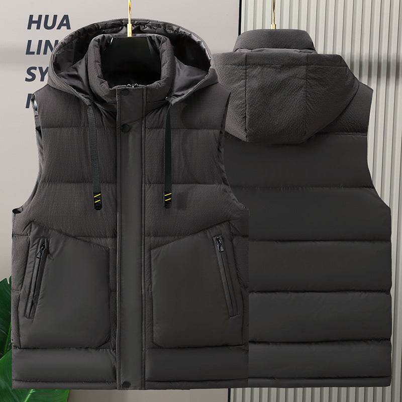 Fashion Trendy Men Cotton Vest Wholesale Winter Menswear New Disassembly Cap Men Cotton Waistcoat Outer Wear Vest Men - Mubimart