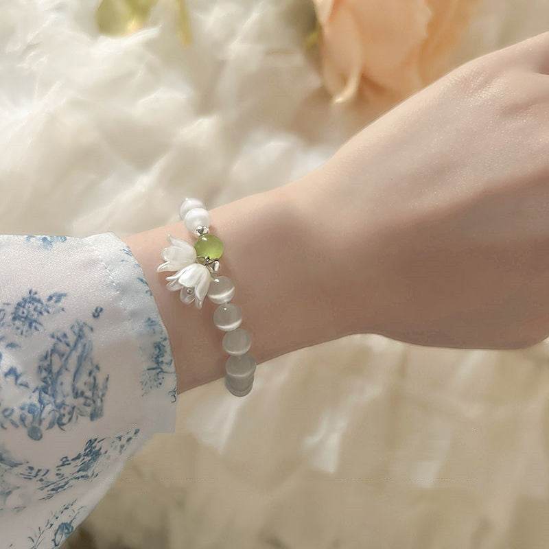 Retro Fairy Linglan Flower Beaded Bracelet For Women - Mubimart