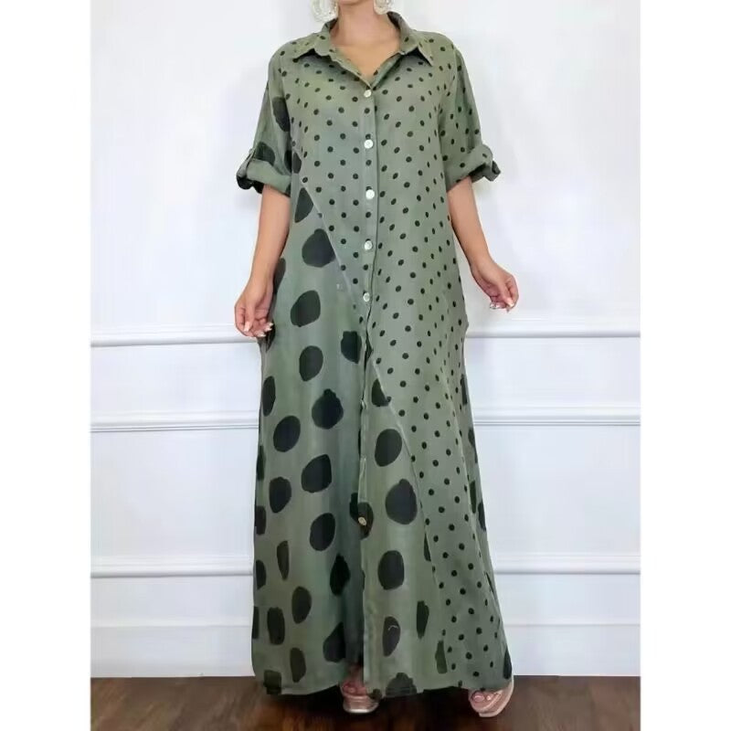 Loose Fashion Casual Long Plus Size Printed Dress - Mubimart -  