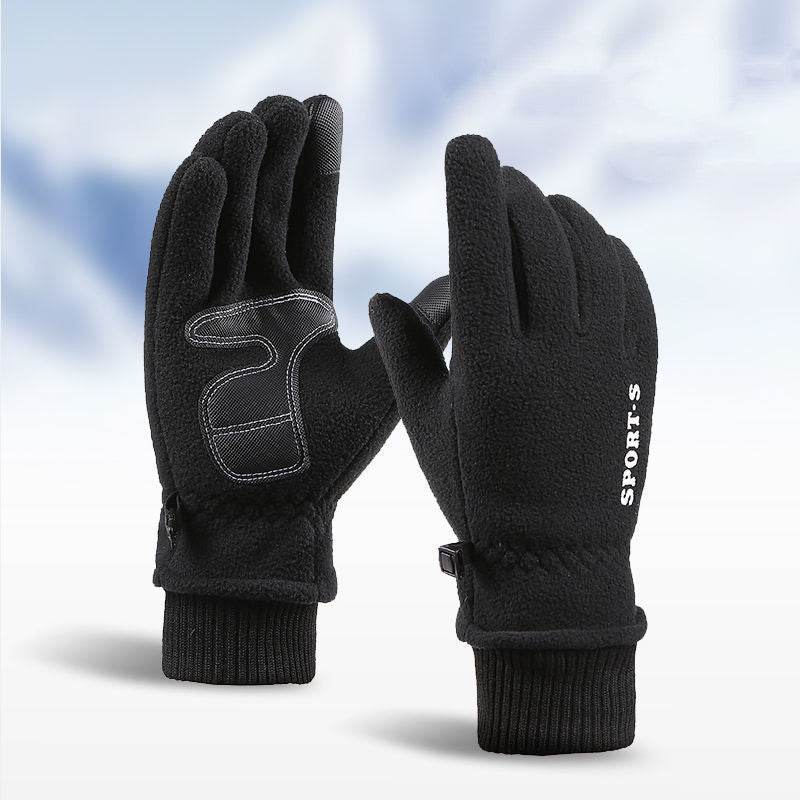 Outdoor Ski Riding Gloves Winter Polar Fleece Flip Cover Winter Gloves Men And Women Plus Velvet Thickened Warm Touch Screen Gloves - Mubimart