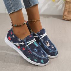 Loafers Dames Zonnebloem Print Flats Casual Canvas Schoenen Zonder veter Luie Schoenen