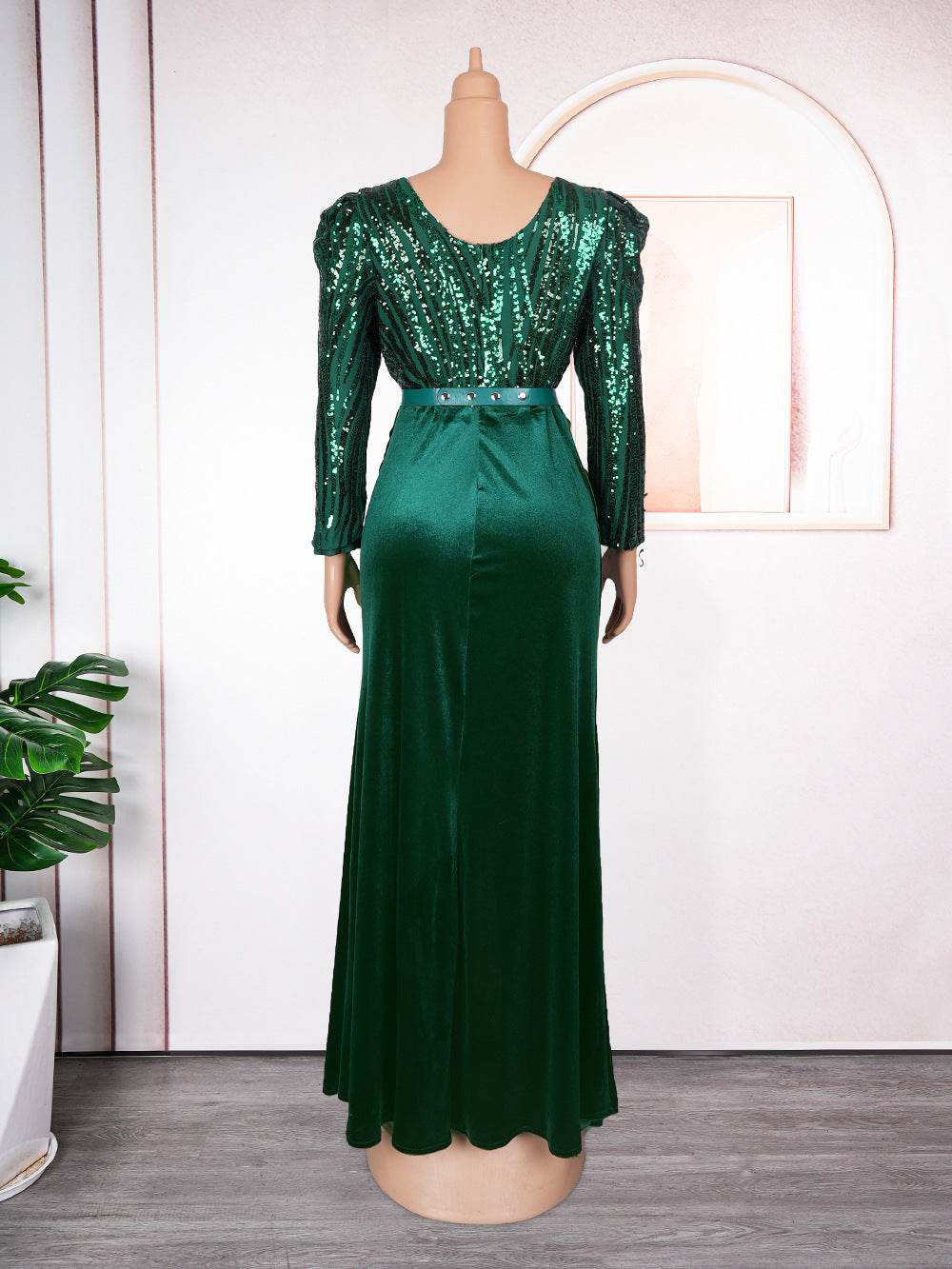Women's Plus Size Flannel Sequined Party Dress - Mubimart