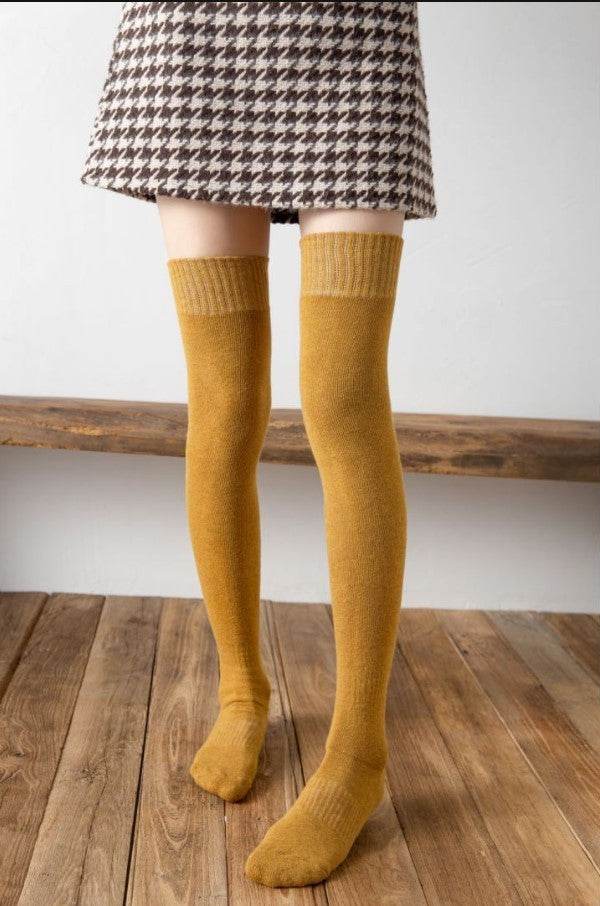 Autumn And Winter Over The Knee Socks Women Plus Velvet Thick Jk High Tube - Mubimart