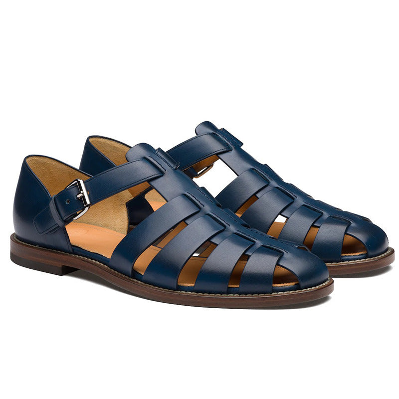 Colorblock Men's Sandal Stitched Faux Leather