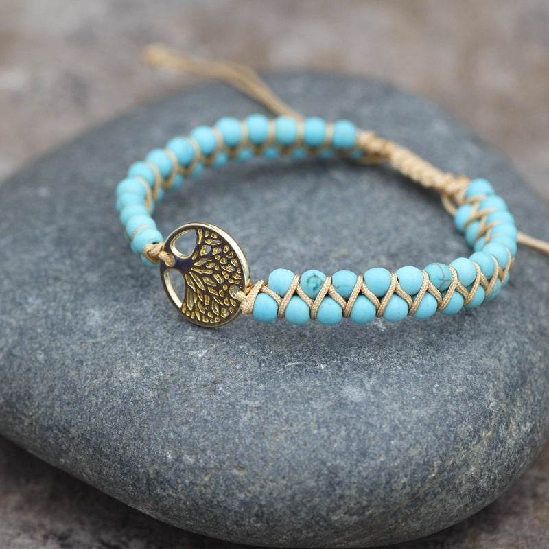 Natural Stone Tree Of Life Charm Bracelet Women - Mubimart