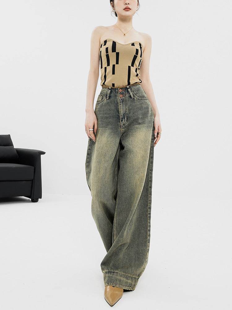 Retro Nostalgic Wide-leg Jeans For Women Summer - Mubimart