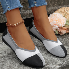 Fashion Colorblock Flats Shoes Flying Woven Breathable Cozy Loafers For Women