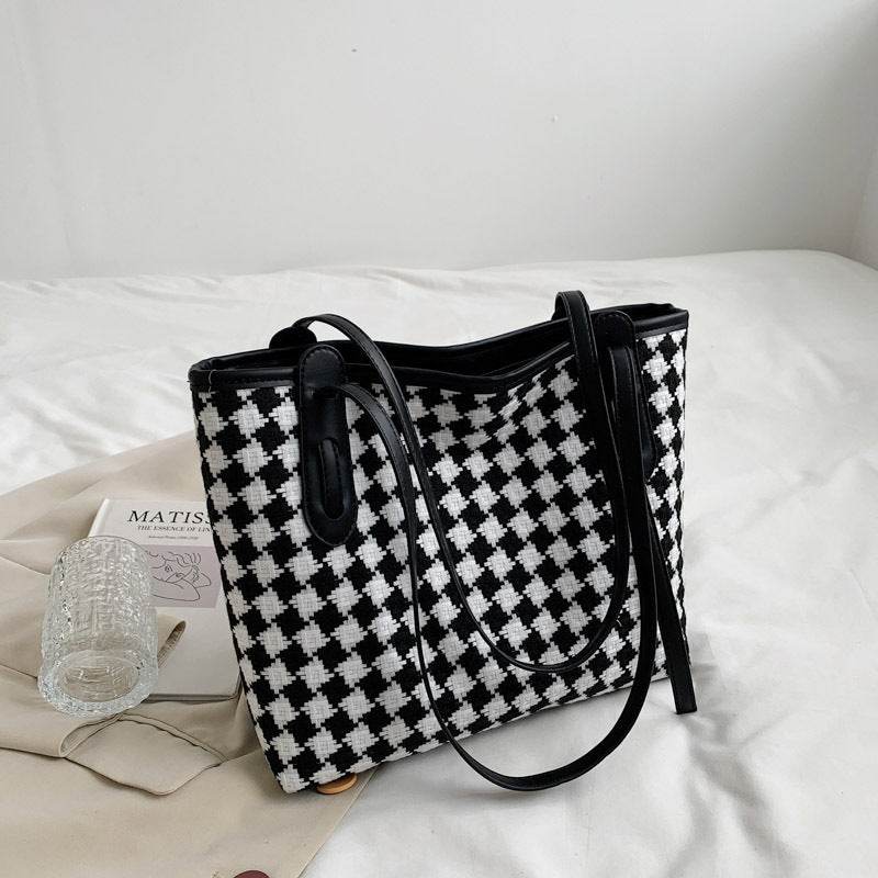 Plaid Single Shoulder Bag For Women With Large Capacity Tote - Mubimart