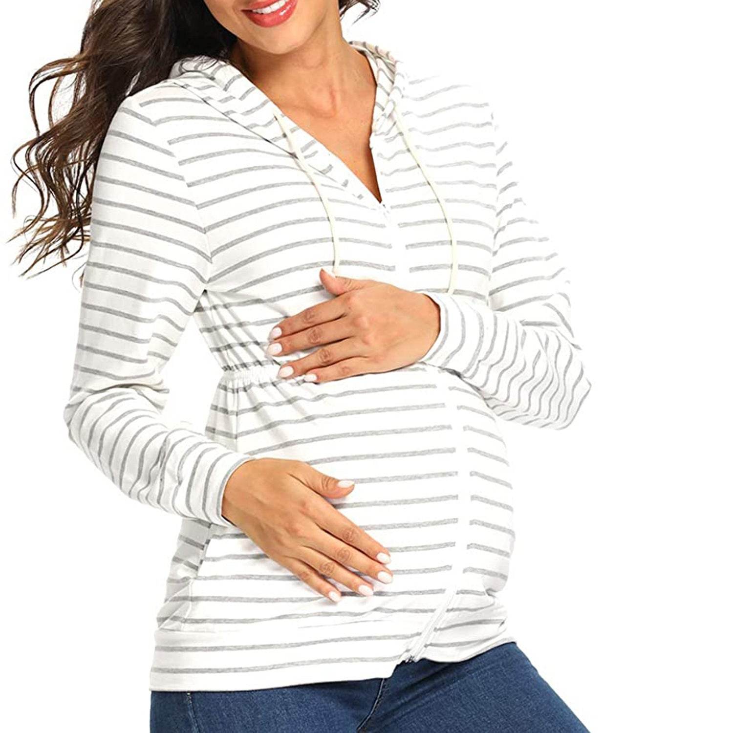 European And American New Fashion Striped Maternity Sweater - Mubimart