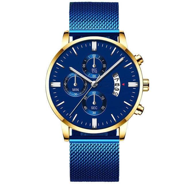 Mens Business Luxury Watches For Men Mesh Band Quartz Watch - Mubimart